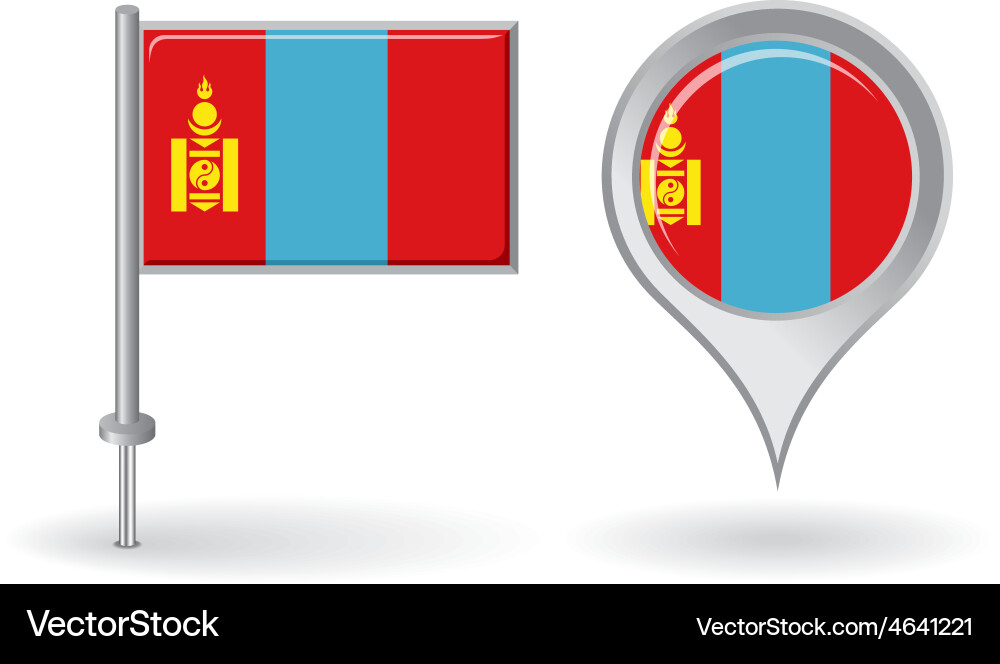 Mongolian pin icon and map pointer flag Royalty Free Vector