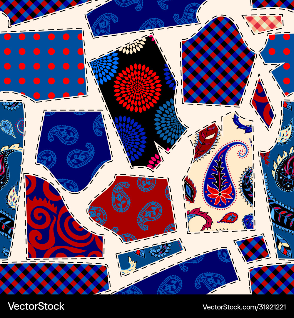 Patchwork textile pattern seamless quilting Patchwork textile pattern seamless quilting vector image