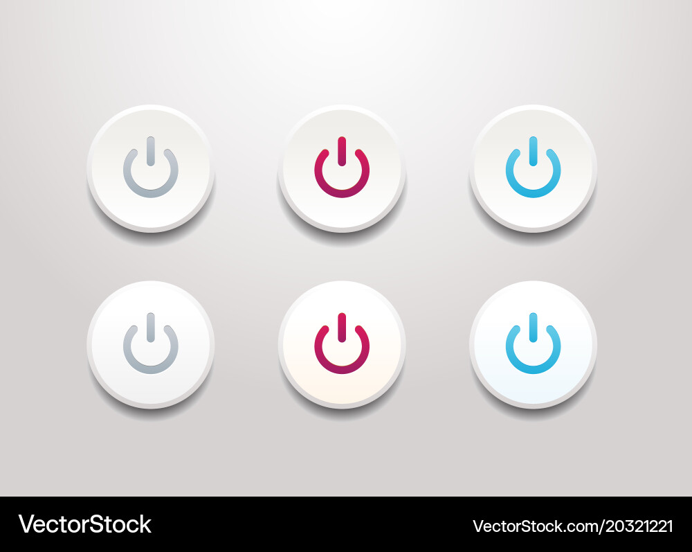Power button icon set - simple flat design vector image