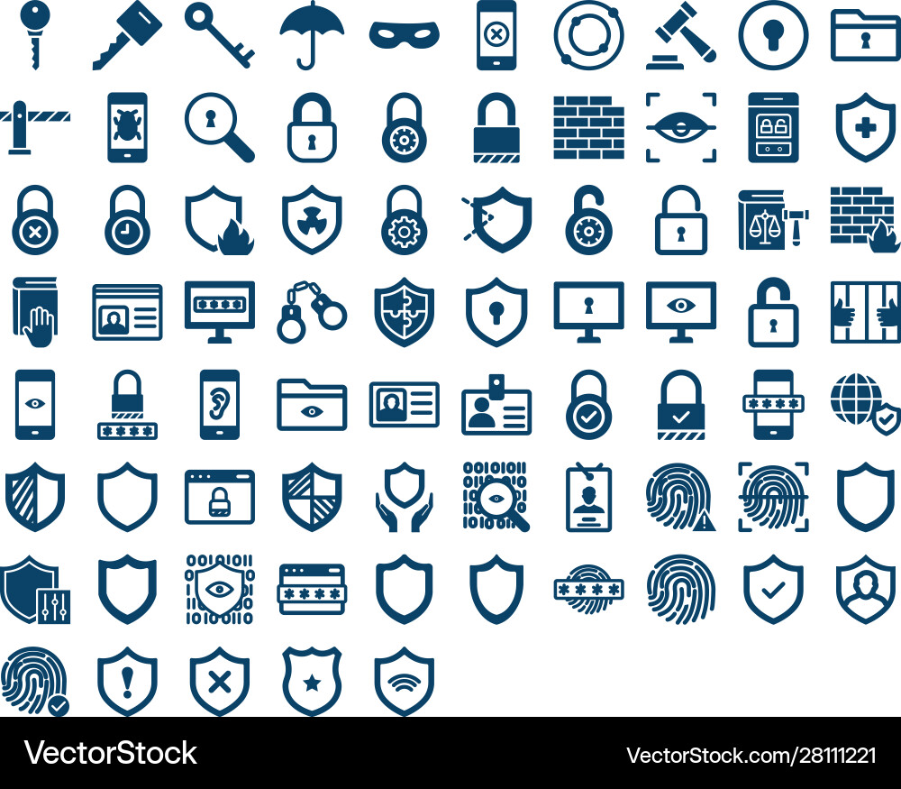 Security isolated icons set every single c Vector Image