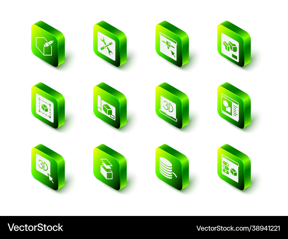 Set 3d printer setting software filament Vector Image
