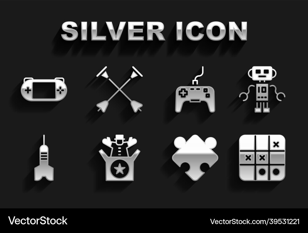 Set jack in the box toy robot tic tac toe game Set jack in the box toy robot tic tac toe game vector image