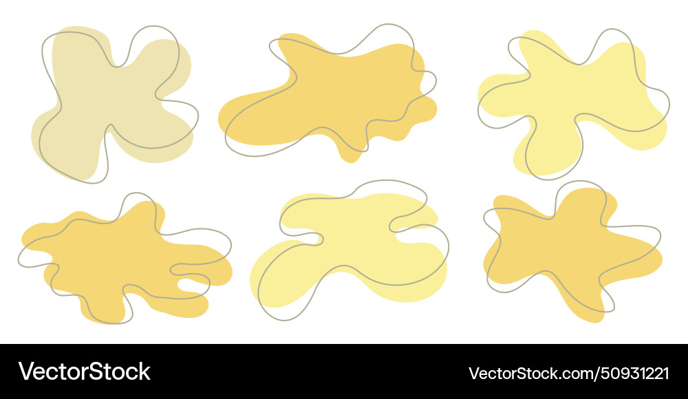 Set of organic irregular blob shapes with stroke Set of organic irregular blob shapes with stroke vector image