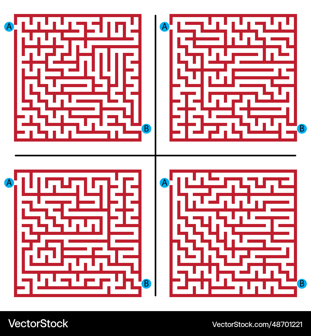 Set of square maze game puzzle Vector Image