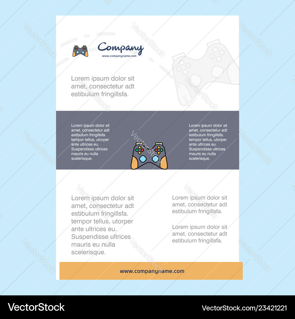 Template layout for game controller company Template layout for game controller company vector image