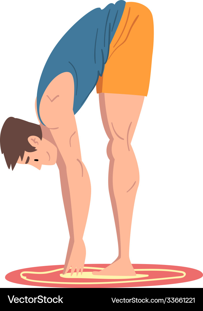 Young man bending down physical activity Young man bending down physical activity vector image