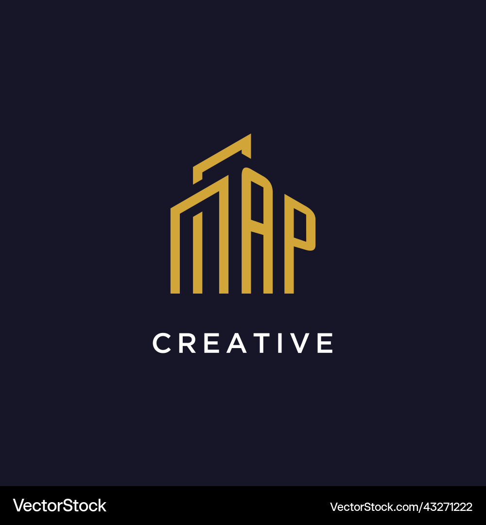 Ap initial monogram with building logo design Ap initial monogram with building logo design Vector Image