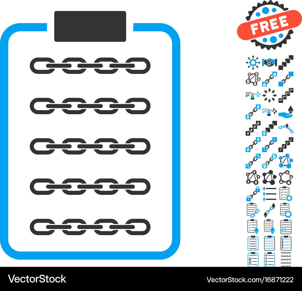 Blockchain list page icon with bonus symbols Vector Image