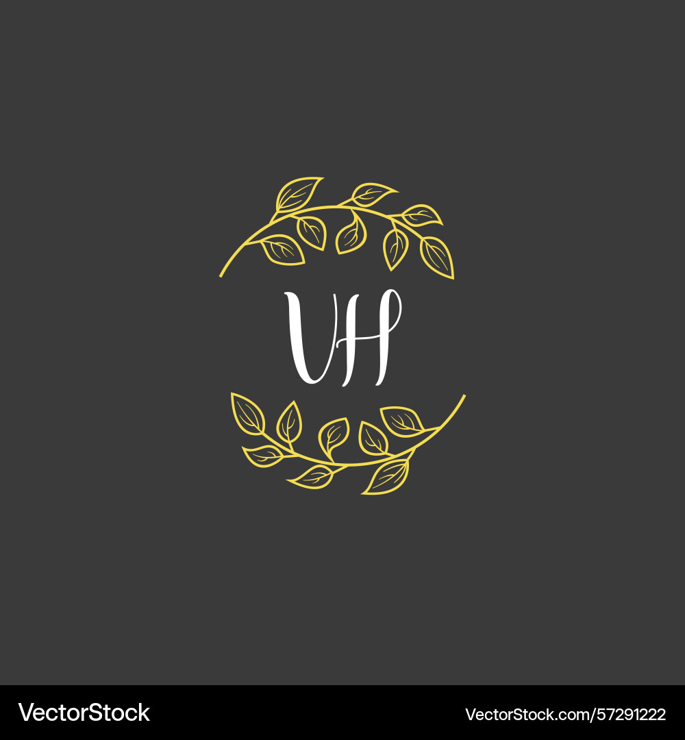 Botanical monogram logos with initial vh Botanical monogram logos with initial vh Vector Image