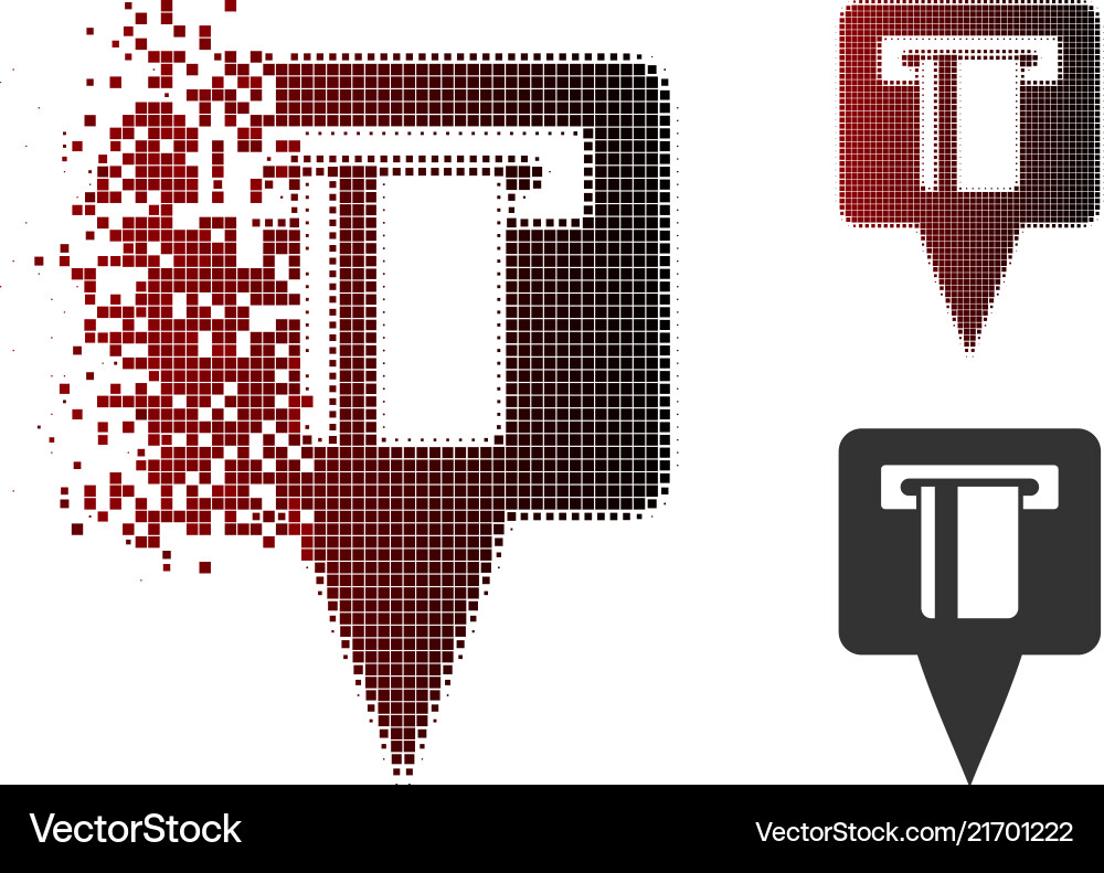 Damaged dot halftone atm machine map pointer icon Damaged dot halftone atm machine map pointer icon vector image