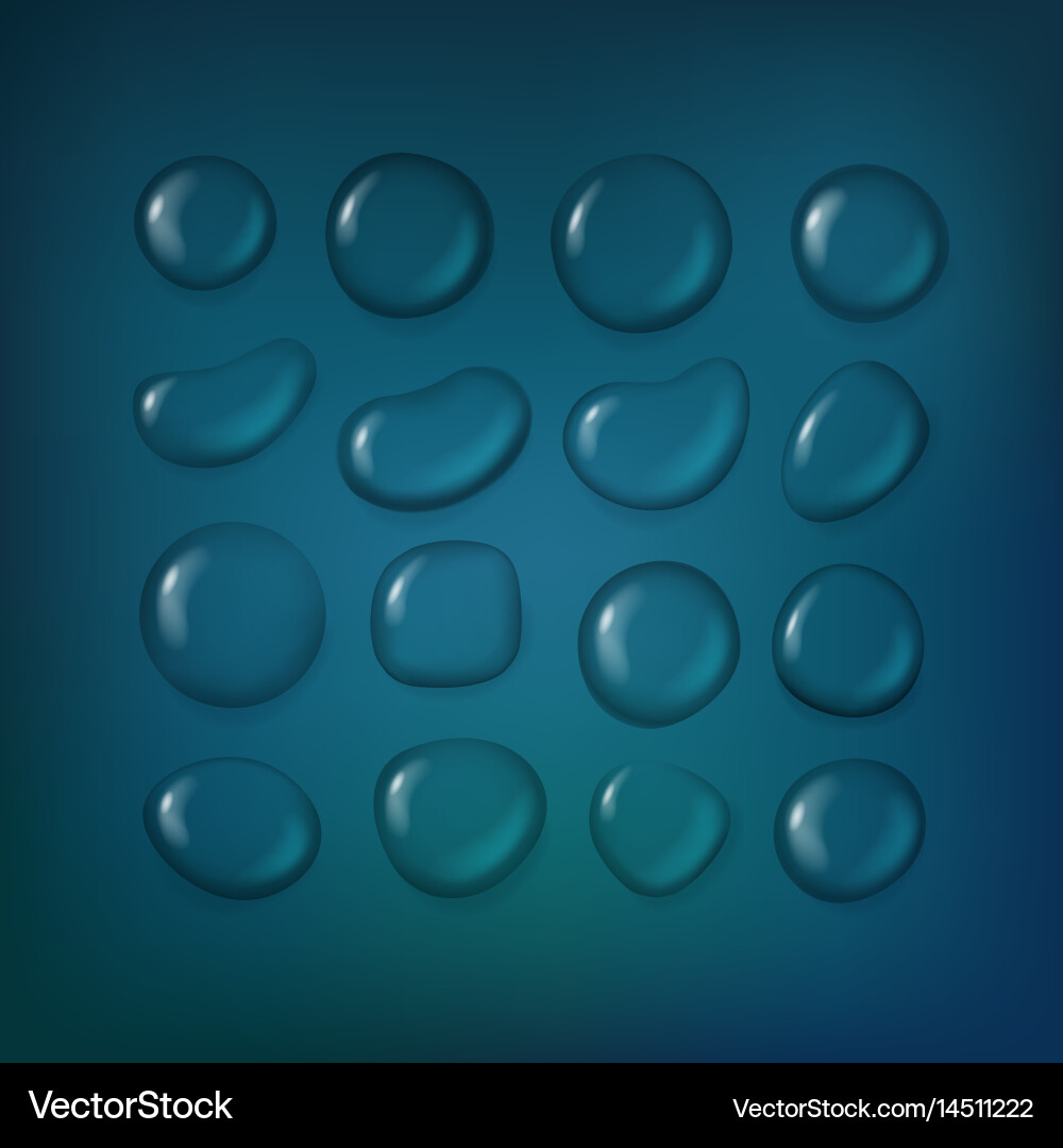 Different water drops clipart transparent liquid Vector Image