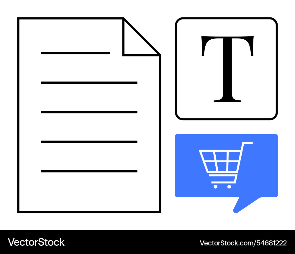 Document text formatting icon and shopping cart Document text formatting icon and shopping cart vector image