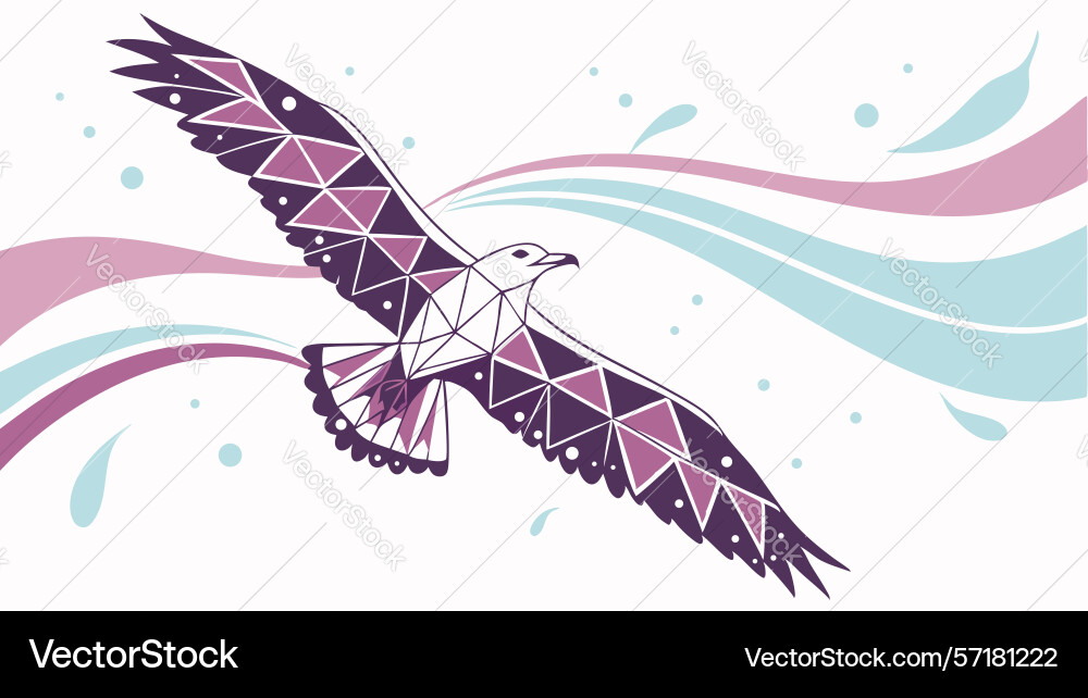 Dynamic eagle in flight abstract art design vector image