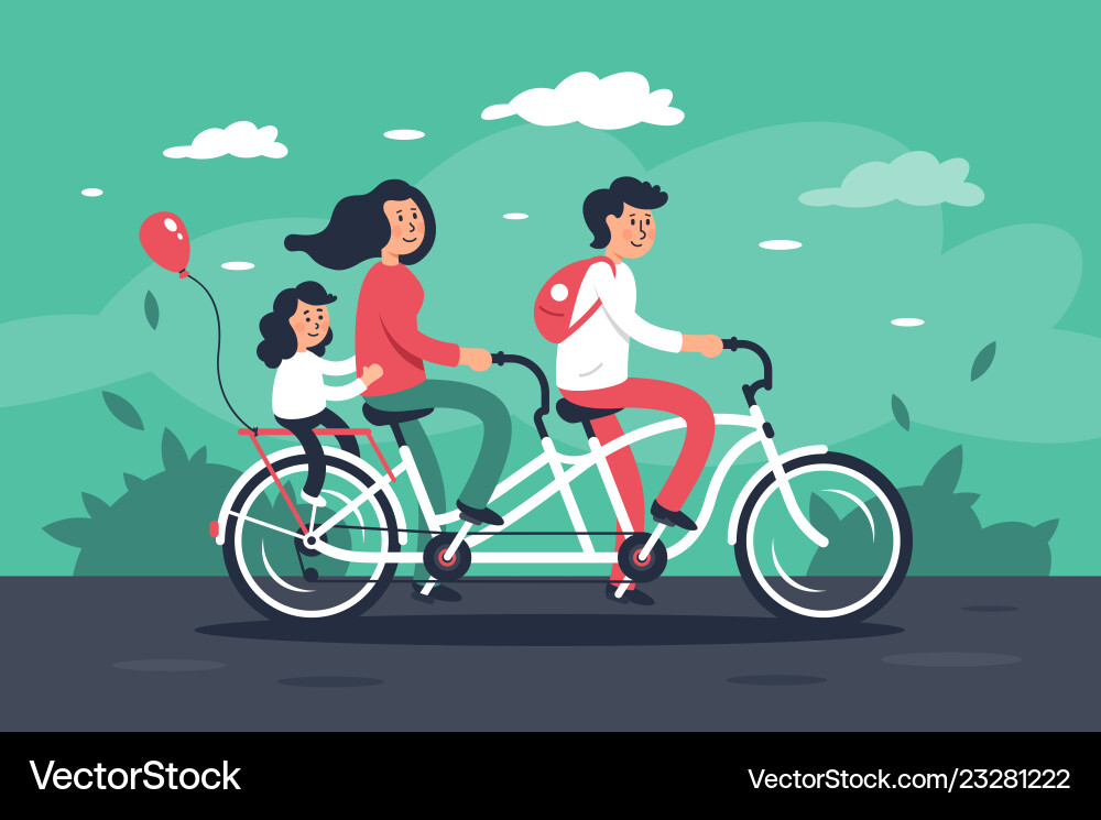 Family with young woman man bags child girl Family with young woman man bags child girl vector image