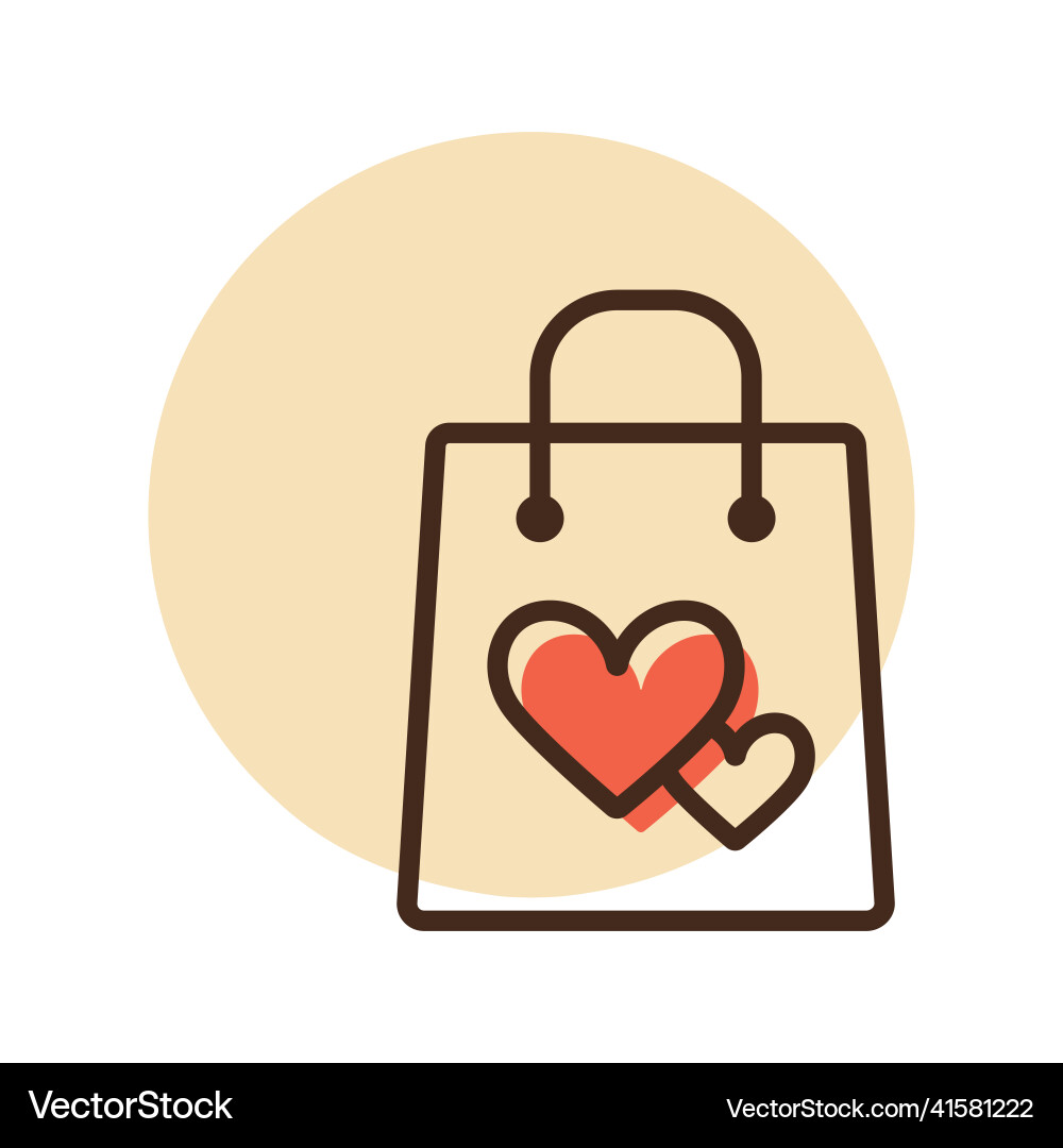Gist bag with heart icon graph symbol for retail vector image