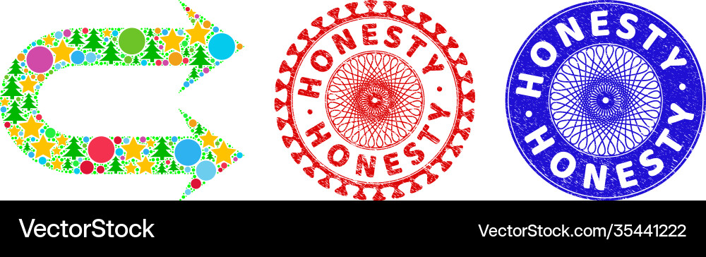 Honesty textured rubber imprints and double right Honesty textured rubber imprints and double right vector image