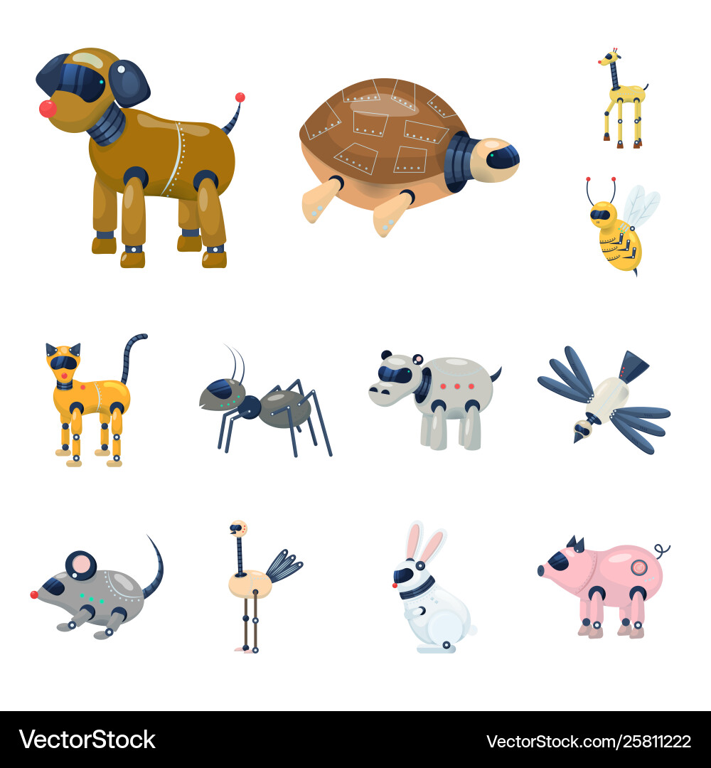 Isolated object robot and cybernetic logo set Isolated object robot and cybernetic logo set vector image