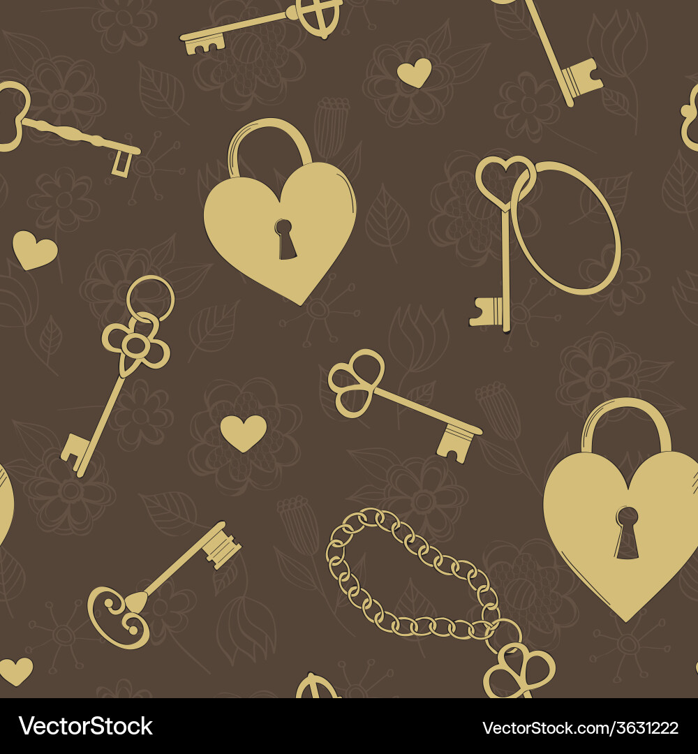 Keys and Heart Locks Vector Image