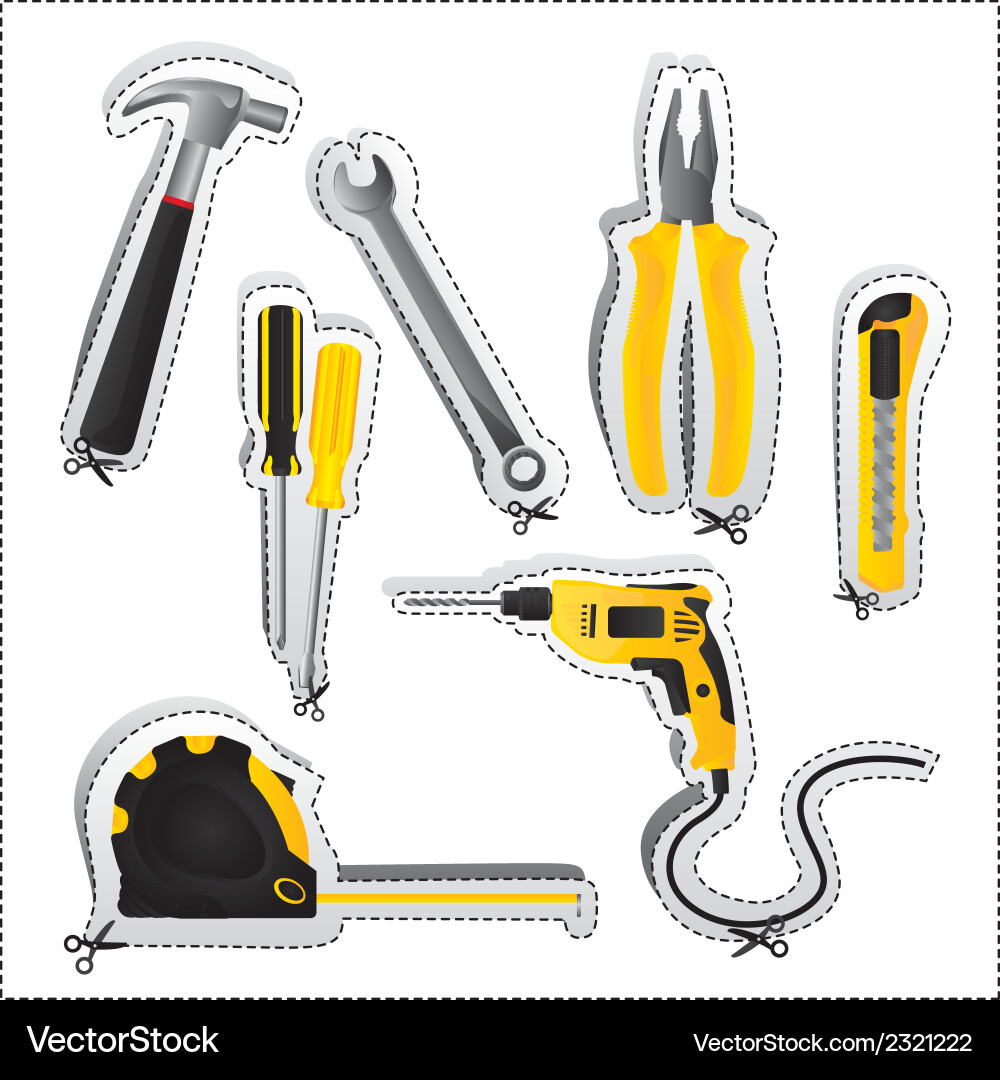 Label of tools with cutting lines Vector Image