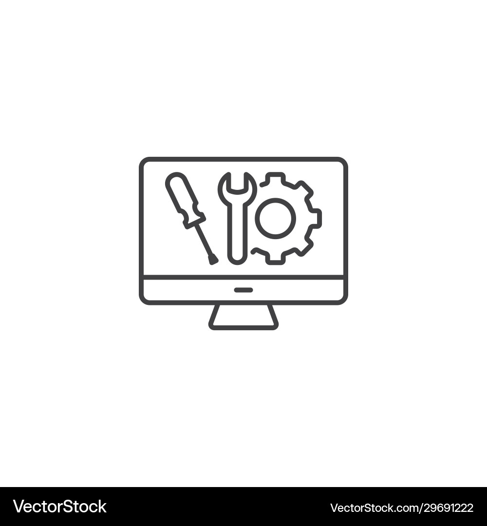 Line computer technical support icon on white Line computer technical support icon on white vector image