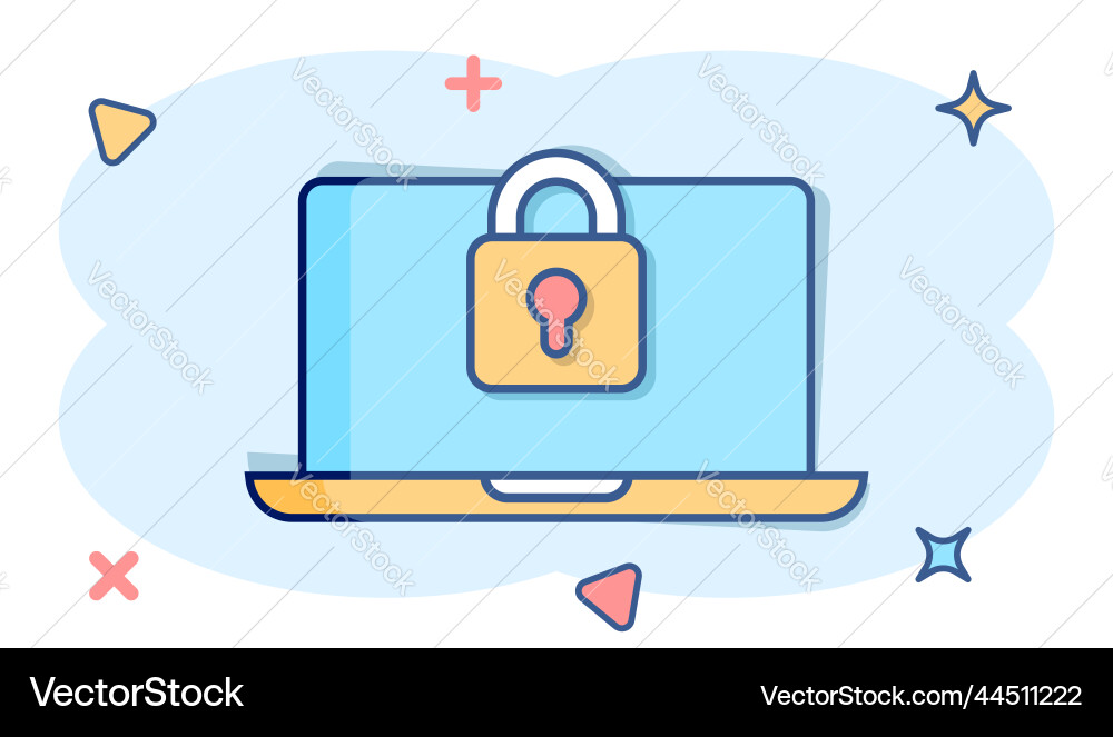 Locker computer icon in comic style padlock Locker computer icon in comic style padlock vector image