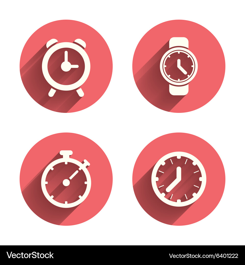 Mechanical clock time icons stopwatch timer vector image