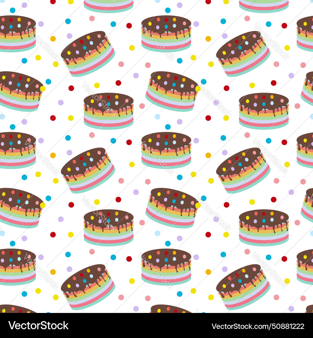 Pie with colorful layers and sprinkles repeating Vector Image