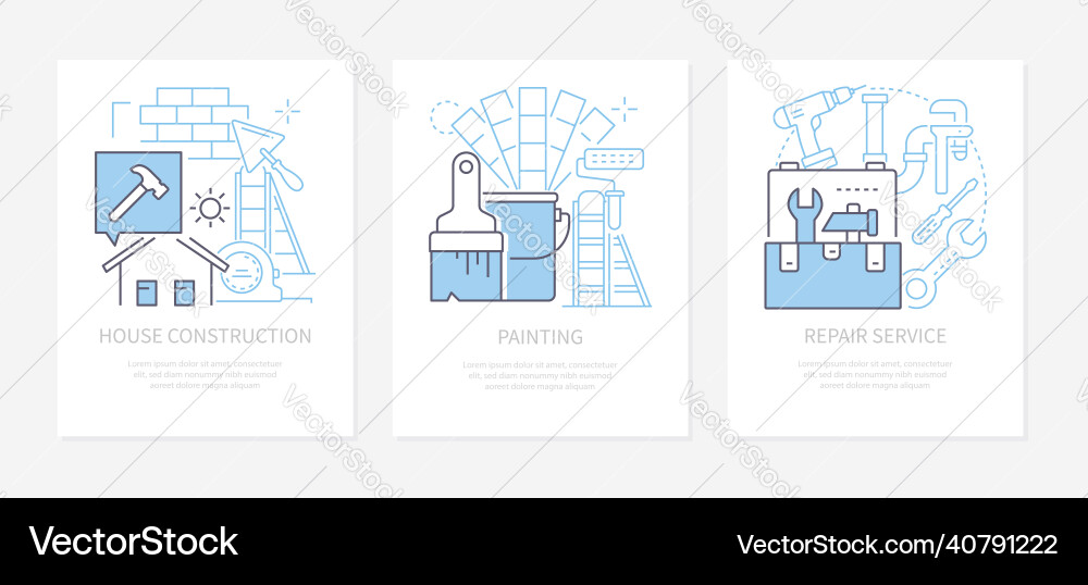 Renovation and construction - modern line design vector image