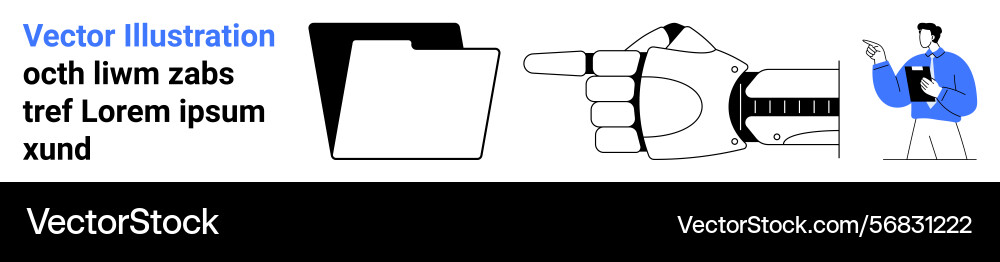 Robotic hand pointing file folder Robotic hand pointing file folder Vector Image