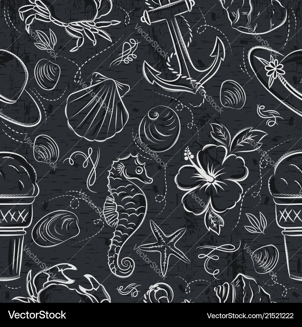 Seamless patterns with summer symbolsshels Seamless patterns with summer symbolsshels vector image