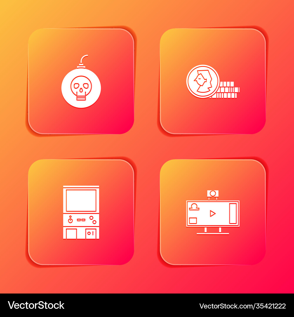 Set bomb ready to explode coin for game retro Set bomb ready to explode coin for game retro vector image