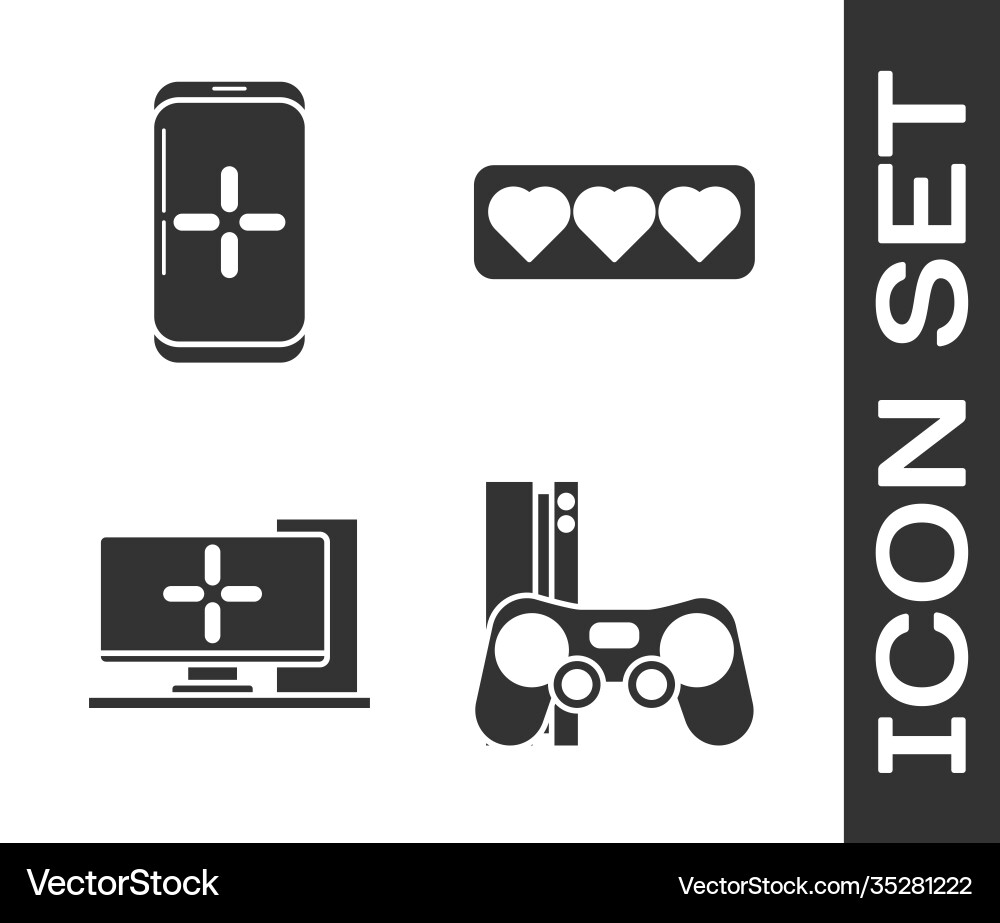 Set game console with joystick smartphone Set game console with joystick smartphone vector image