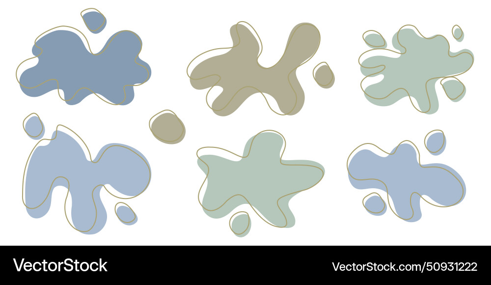 Set of organic irregular blob shapes with stroke Set of organic irregular blob shapes with stroke vector image