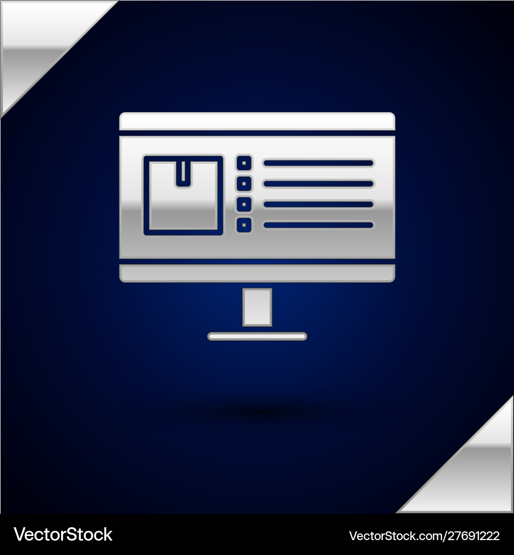 Silver computer monitor with app delivery tracking vector image