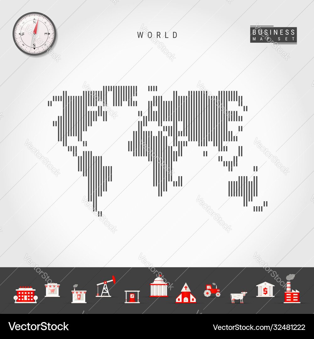 Vertical lines pattern map world striped Vector Image