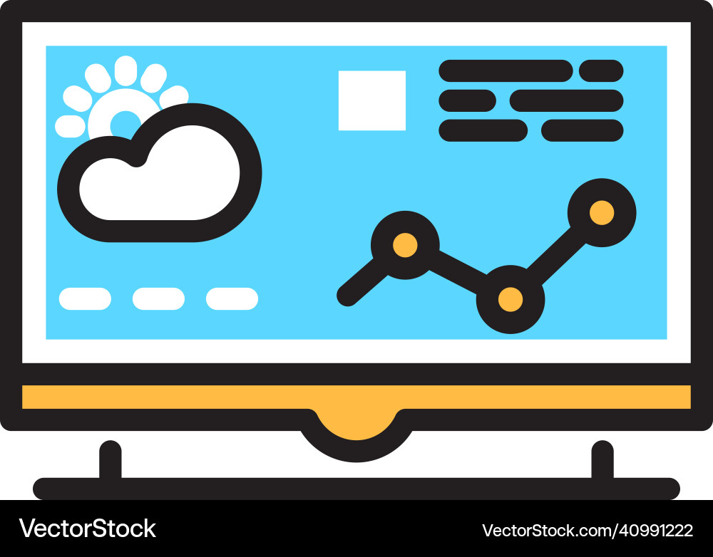 Weather symbol on computer screen forecast app Weather symbol on computer screen forecast app vector image