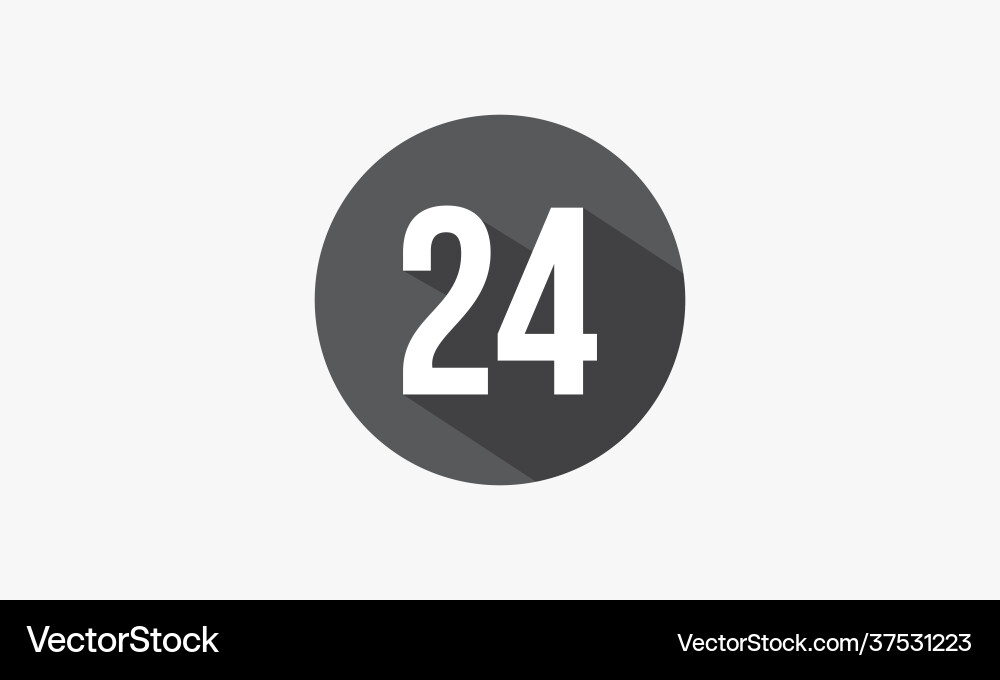 24 number with shadow isolated on white background vector image