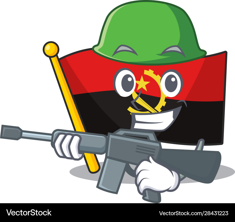A mascot flag angola scroll army with machine A mascot flag angola scroll army with machine Vector Image