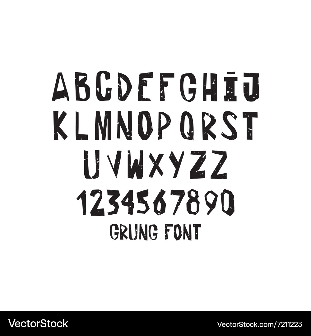 A set of grunge simple letters and numbers Vector Image