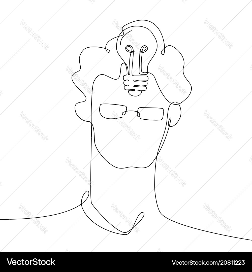 Bright idea - one line design style Bright idea - one line design style vector image