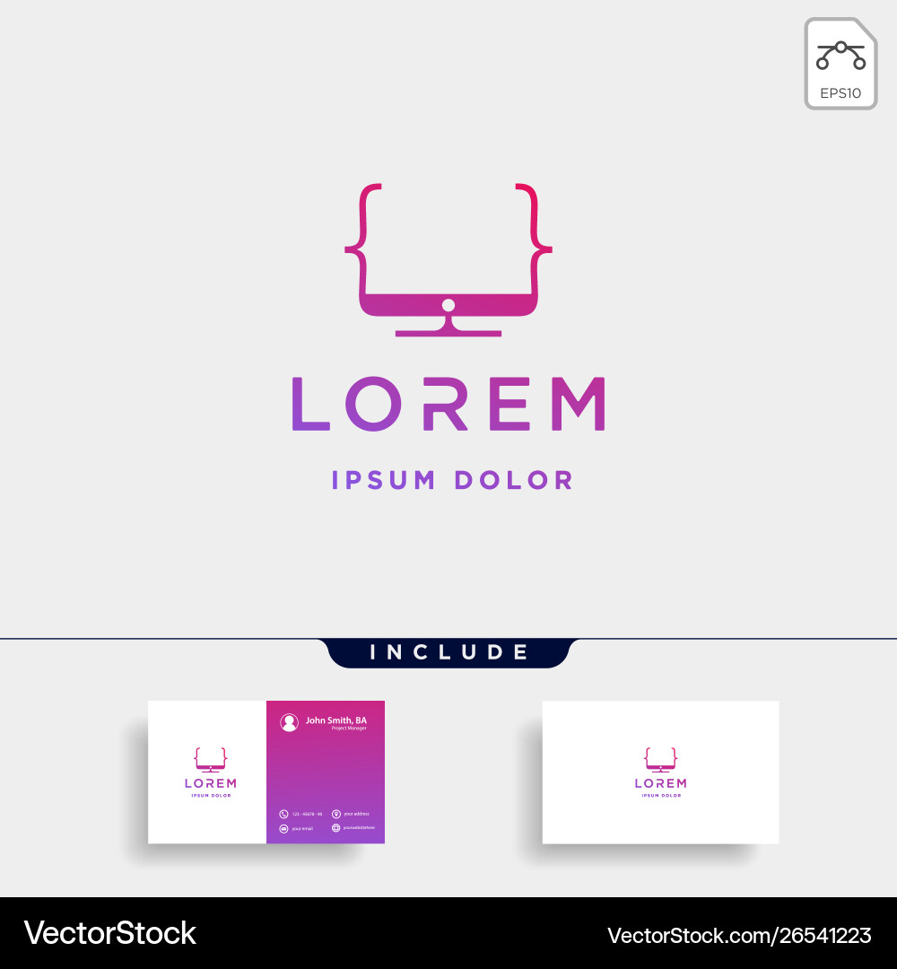 Coding Monitor Logo Template vector image