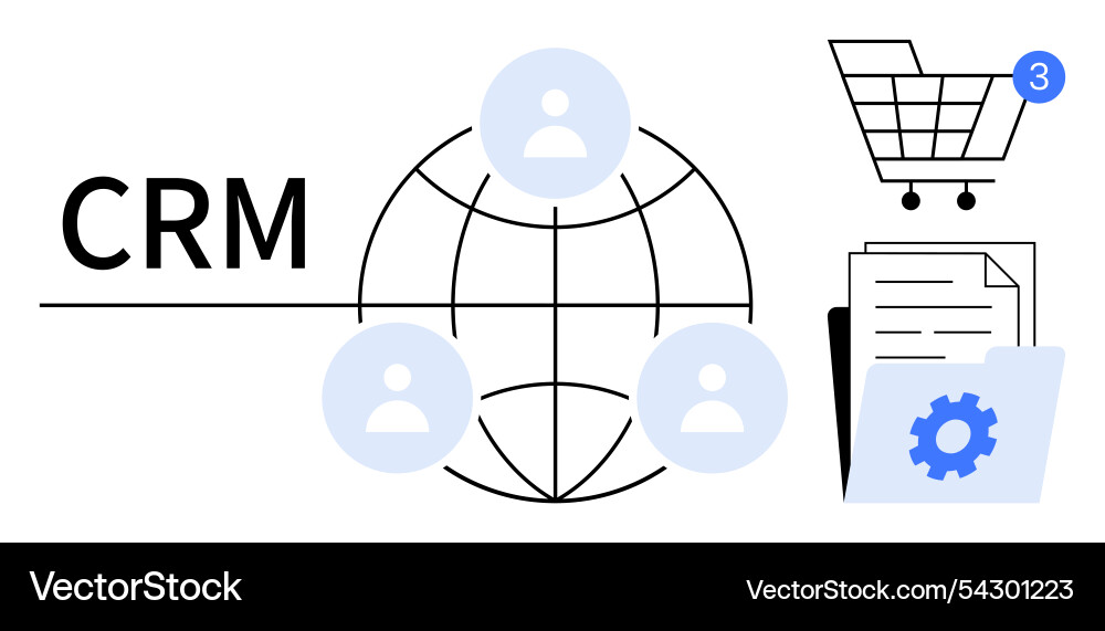 Crm global networking with user icons document Crm global networking with user icons document vector image