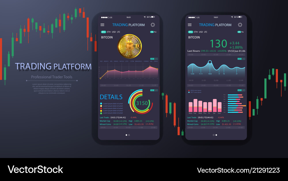 Cryptocurrency Trading App Interface vector image