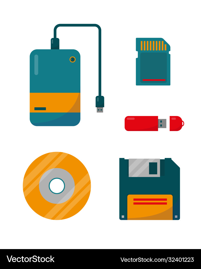 Digital data devices icons Digital data devices icons Vector Image