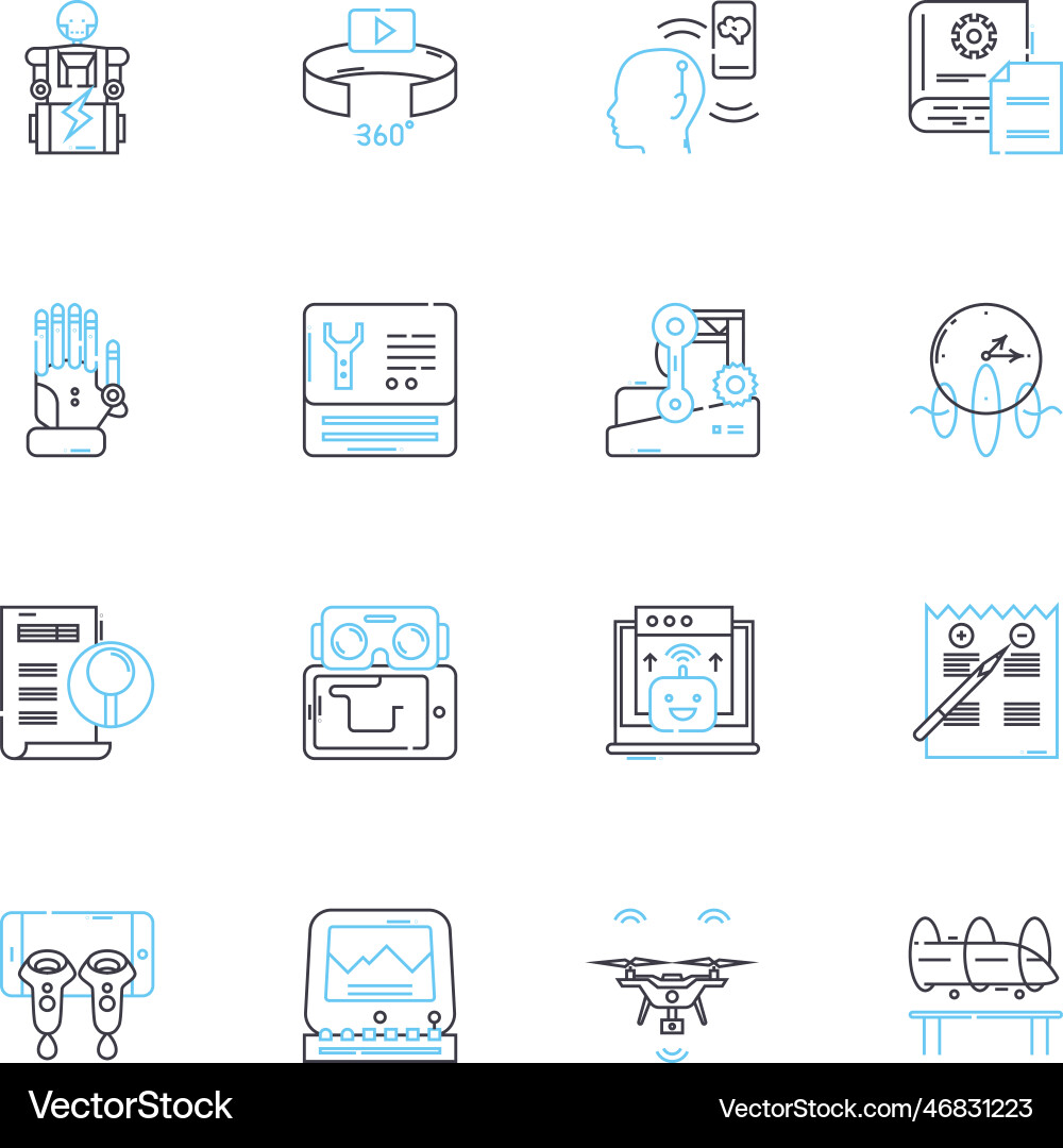 Digital fabrication linear icons set additive Digital fabrication linear icons set additive vector image