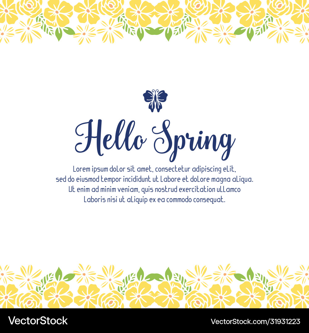 Elegant frame for hello spring card design Vector Image