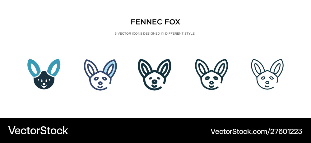 Fennec fox icon in different style two colored Vector Image