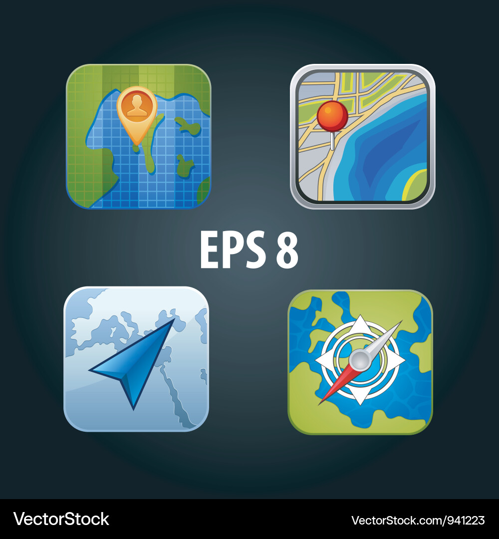 GPS Icon Set - Navigation Apps vector image