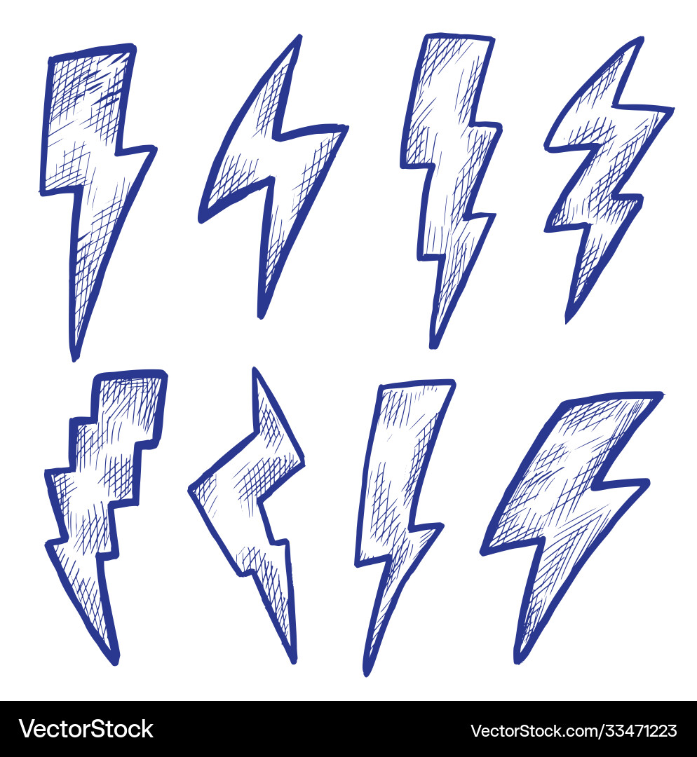 Lightning Scribble Icon Set vector image