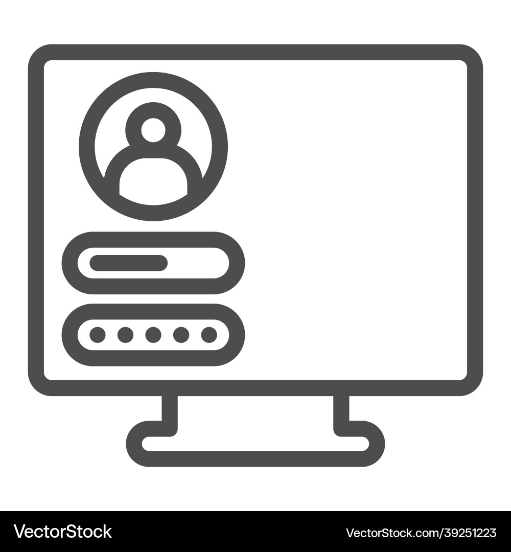 Monitor monoblock with user login page line icon Monitor monoblock with user login page line icon vector image